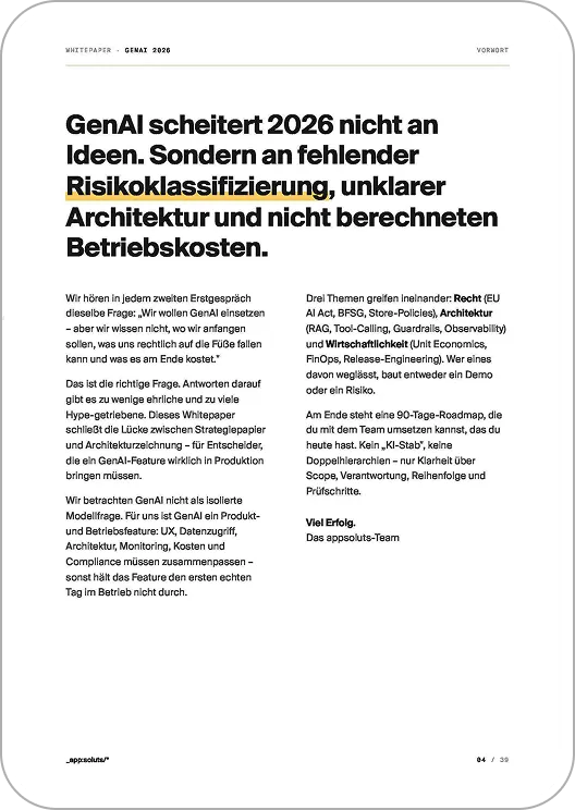 Screenshot aus dem Whitepaper zu Risikoklassifizierung und Governance für GenAI