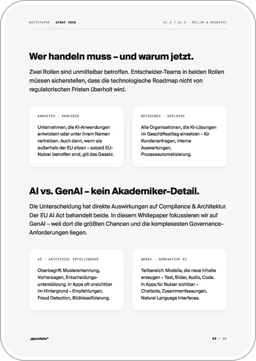 Screenshot aus dem Whitepaper zu Rollen und Verantwortlichkeiten bei GenAI